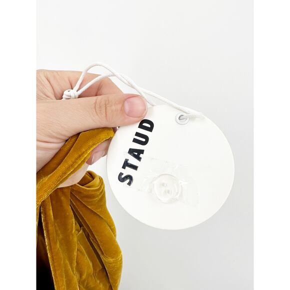 STAUD Tosca Pants in Ocher Yellow Marigold Velvet Trousers 6 NWT - Picture 7 of 7